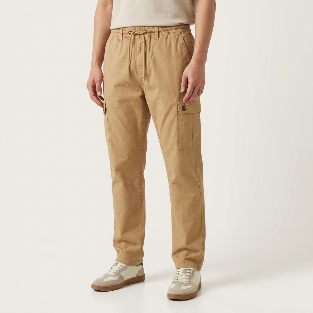 Tan cargo trousers product visualisation